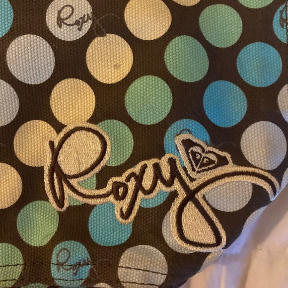 Roxy brown & green Bundle! 2 shorts 1 shirt polka dot bag womens sz 7 - Picture 15 of 16